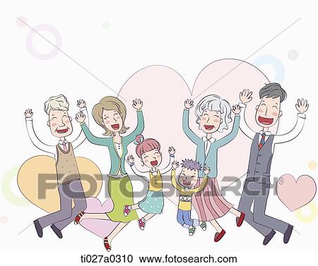 an illustration of a three generation family View Large Illustration Clipart - an illustration of a three generation family. Fotosearch