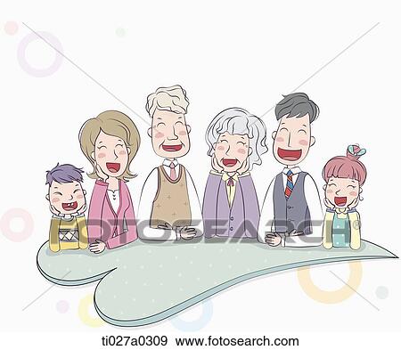 an illustration of a three generation family View Large Illustration Stock Illustration - an illustration of a three generation family. Fotosearch