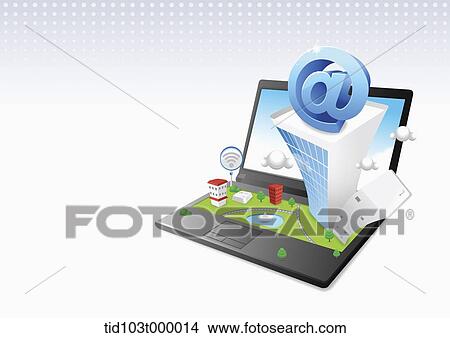 an illustration of a tower on a laptop View Large Illustration Stock Illustration - an illustration of a tower on a laptop. Fotosearch