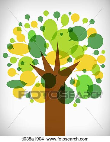 Stock Illustration - an illustration of a tree with speech bubbles. Fotosearch