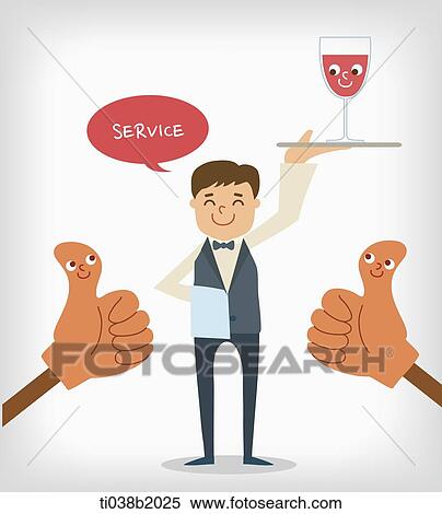 Stock Illustration - an illustration of a waiter. Fotosearch