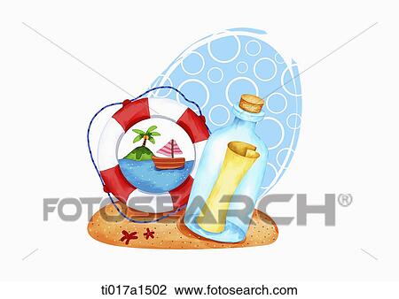 an illustration of beach related objects View Large Illustration Drawing - an illustration of beach related objects. Fotosearch