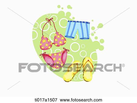 an illustration of beach wear View Large Illustration Stock Illustration - an illustration of beach wear. Fotosearch