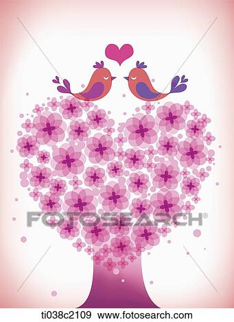 an illustration of birds in love on a tree View Large Illustration Stock Illustration - an illustration of birds in love on a tree. Fotosearch