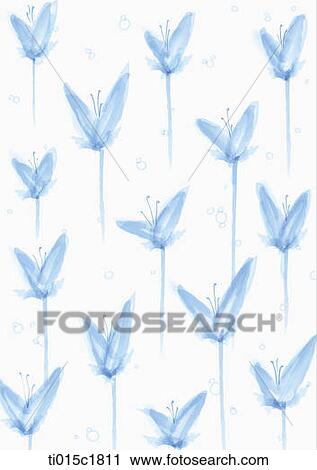 Clip Art - an illustration of blue flowers. Fotosearch