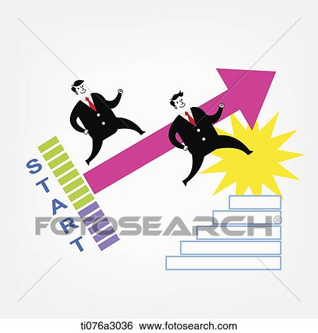 Stock Illustration - an illustration of business men running up stairs. Fotosearch