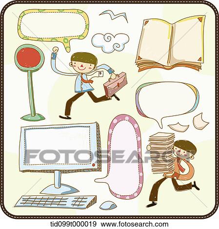 Stock Illustration - an illustration of business related objects with speech bubbles. Fotosearch