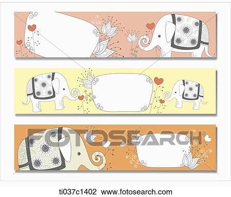 an illustration of cards with elephants View Large Illustration Drawing - an illustration of cards with elephants. Fotosearch