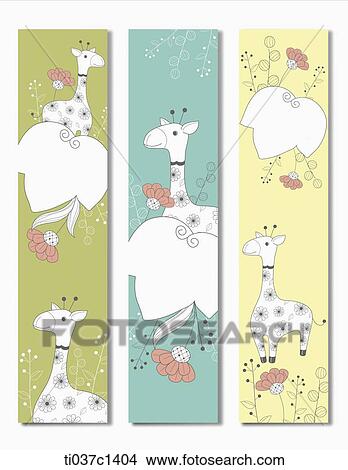 Stock Illustration - an illustration of cards with giraffes. Fotosearch