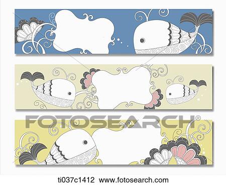 an illustration of cards with whales View Large Illustration Drawing - an illustration of cards with whales. Fotosearch