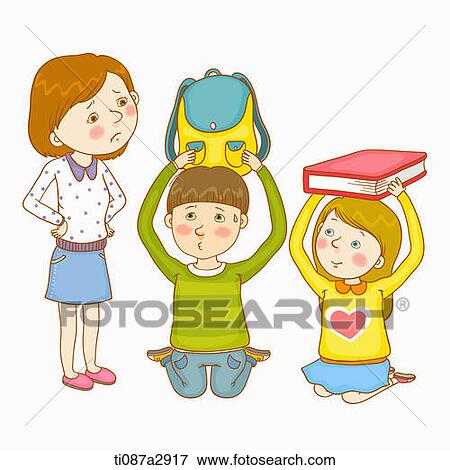 an illustration of children being scolded View Large Illustration Stock Illustration - an illustration of children being scolded. Fotosearch