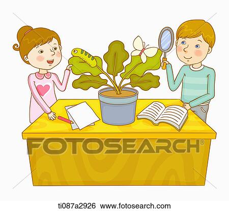 Stock Illustration - an illustration of children doing biology. Fotosearch