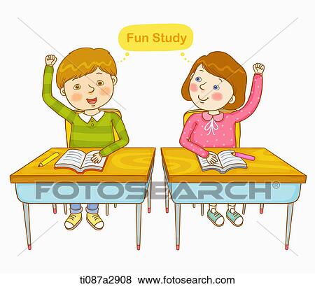 Stock Illustration - an illustration of children enjoying studying. Fotosearch