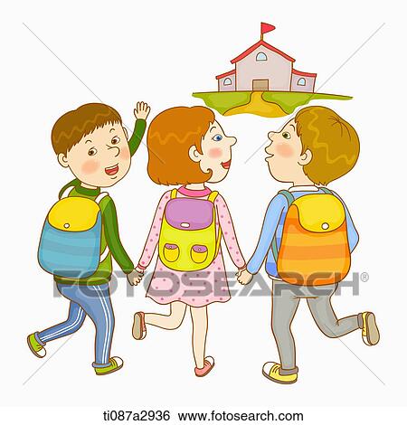 Stock Illustration - an illustration of children going to school. Fotosearch