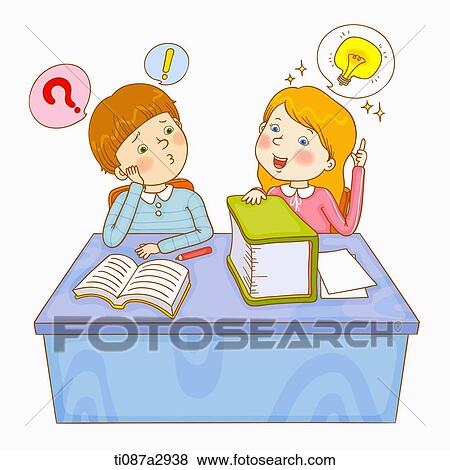 Stock Illustration - an illustration of children in class room. Fotosearch