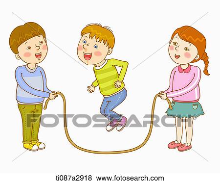 an illustration of children jumping rope View Large Illustration Stock Illustration - an illustration of children jumping rope. Fotosearch