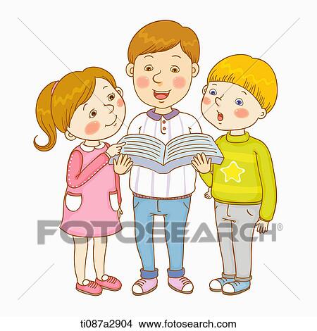 an illustration of children reading View Large Illustration Stock Illustration - an illustration of children reading. Fotosearch