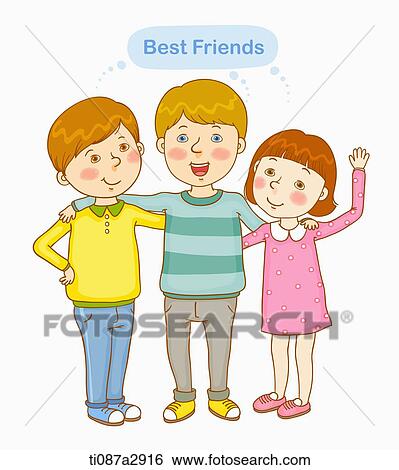 an illustration of children with their best friends View Large Illustration Stock Illustration - an illustration of children with their best friends. Fotosearch