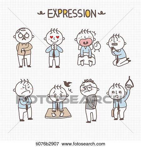 Stock Illustration - an illustration of different expressions. Fotosearch