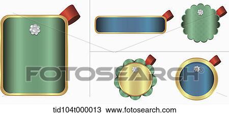 an illustration of different name tags View Large Illustration Drawing - an illustration of different name tags. Fotosearch