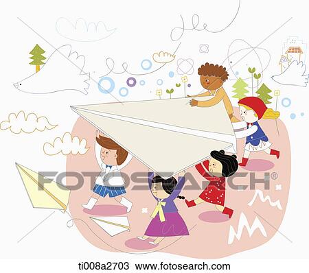 an illustration of different race people together View Large Illustration Drawing - an illustration of different race people together. Fotosearch