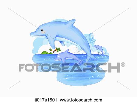 an illustration of dolphins View Large Illustration Clip Art - an illustration of dolphins. Fotosearch