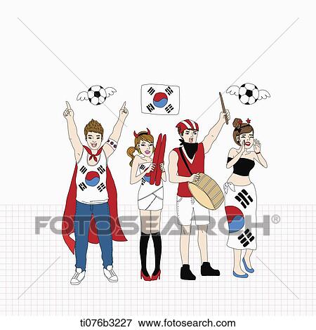 Stock Illustration - an illustration of friends cheering. Fotosearch