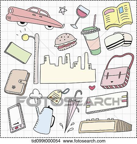 an illustration of holiday related objects View Large Illustration Stock Illustration - an illustration of holiday related objects. Fotosearch