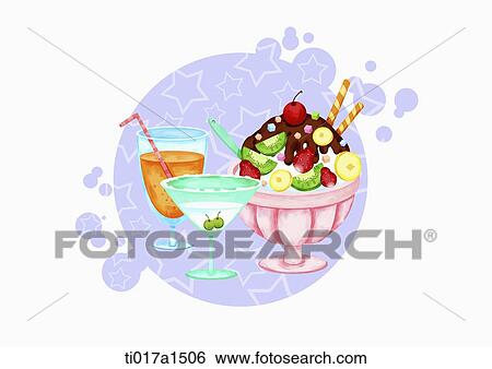 Stock Illustration - an illustration of ice cream and drinks. Fotosearch