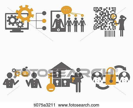 Clip Art - an illustration of icons related to business. Fotosearch