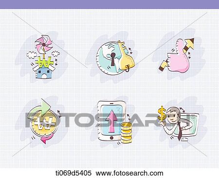 Stock Illustration - an illustration of icons related to finance. Fotosearch