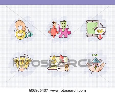 Stock Illustration - an illustration of icons related to finance. Fotosearch