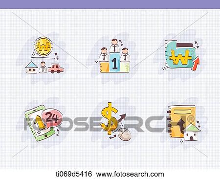 an illustration of icons related to finance View Large Illustration Stock Illustration - an illustration of icons related to finance. Fotosearch