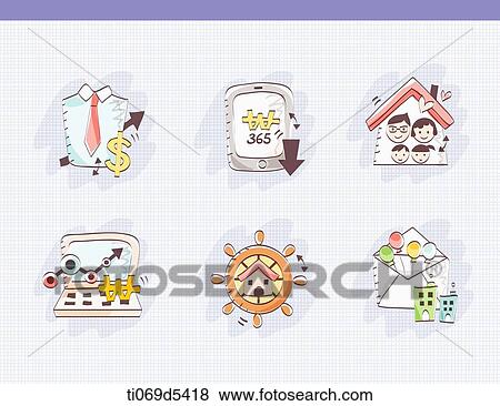 Stock Illustration - an illustration of icons related to finance. Fotosearch
