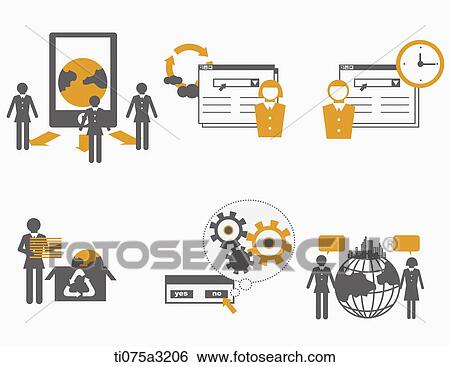 Stock Illustration - an illustration of icons related to business. Fotosearch