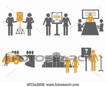 an illustration of icons related to business View Large Illustration Stock Illustration - an illustration of icons related to business. Fotosearch