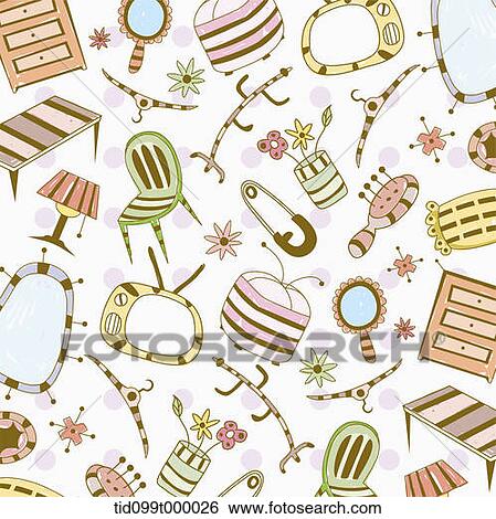 an illustration of interior related objects View Large Illustration Stock Illustration - an illustration of interior related objects. Fotosearch