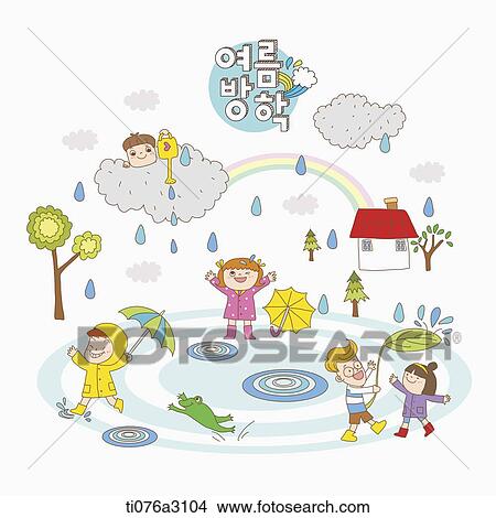 an illustration of kids on a summer holiday View Large Illustration Stock Illustration - an illustration of kids on a summer holiday. Fotosearch