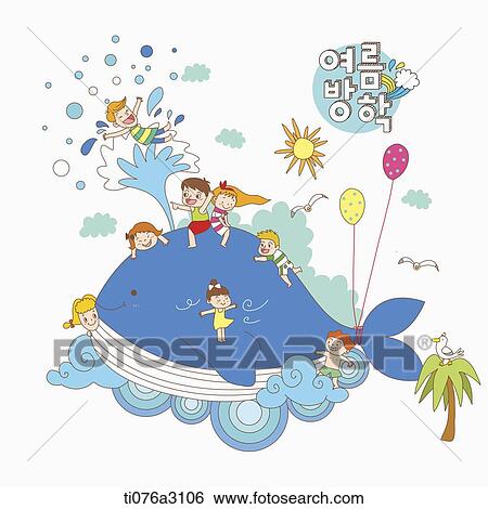 an illustration of kids on a summer holiday in a water park View Large Illustration Stock Illustration - an illustration of kids on a summer holiday in a water park. Fotosearch