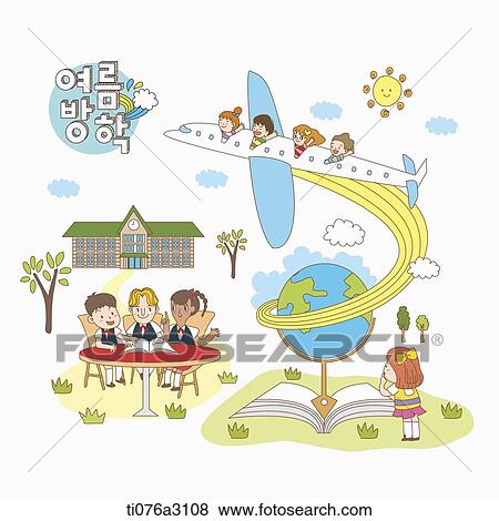 Stock Illustration - an illustration of kids on a summer holiday. Fotosearch