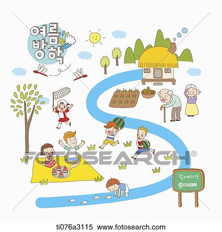 Stock Illustration - an illustration of kids on a summer holiday. Fotosearch