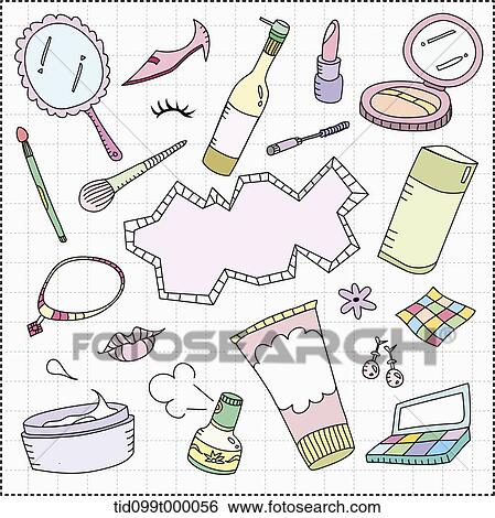 an illustration of make up related objects View Large Illustration Stock Illustration - an illustration of make up related objects. Fotosearch