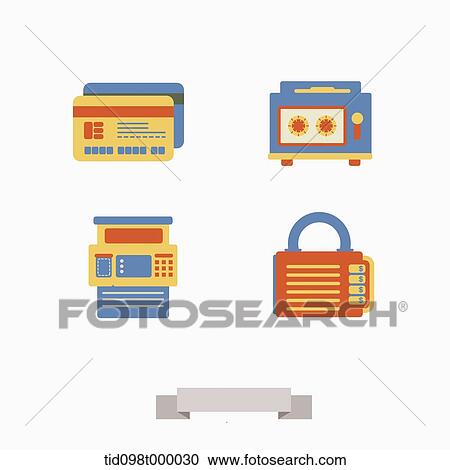 Clipart - an illustration of objects related to machines. Fotosearch