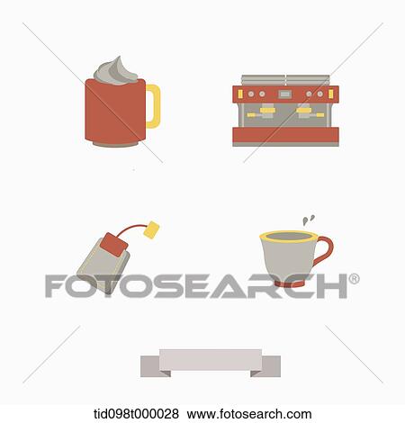 an illustration of objects related to hot drinks View Large Illustration Stock Illustration - an illustration of objects related to hot drinks. Fotosearch
