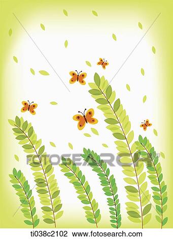 an illustration of plants and butterflies View Large Illustration Drawing - an illustration of plants and butterflies. Fotosearch