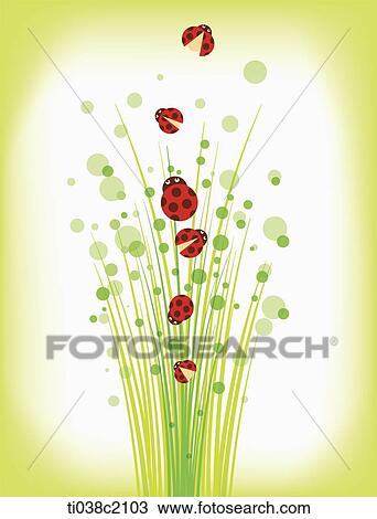 an illustration of plants and ladybugs View Large Illustration Drawing - an illustration of plants and ladybugs. Fotosearch