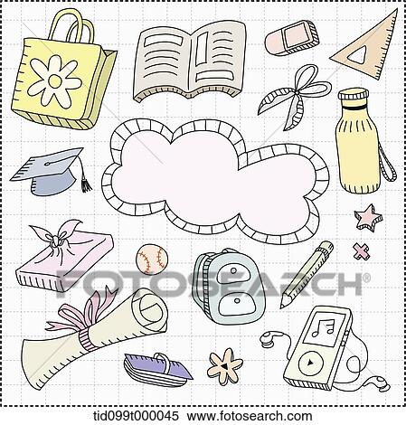 Stock Illustration - an illustration of school related objects. Fotosearch