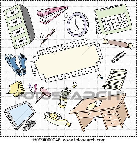 an illustration of work related objects View Large Illustration Stock Illustration - an illustration of work related objects. Fotosearch