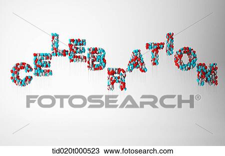 balloons creating a word celebration View Large Illustration Drawing - balloons creating a word celebration. Fotosearch