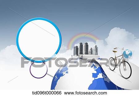 bicycle driving away from the city View Large Illustration Stock Illustration - bicycle driving away from the city. Fotosearch